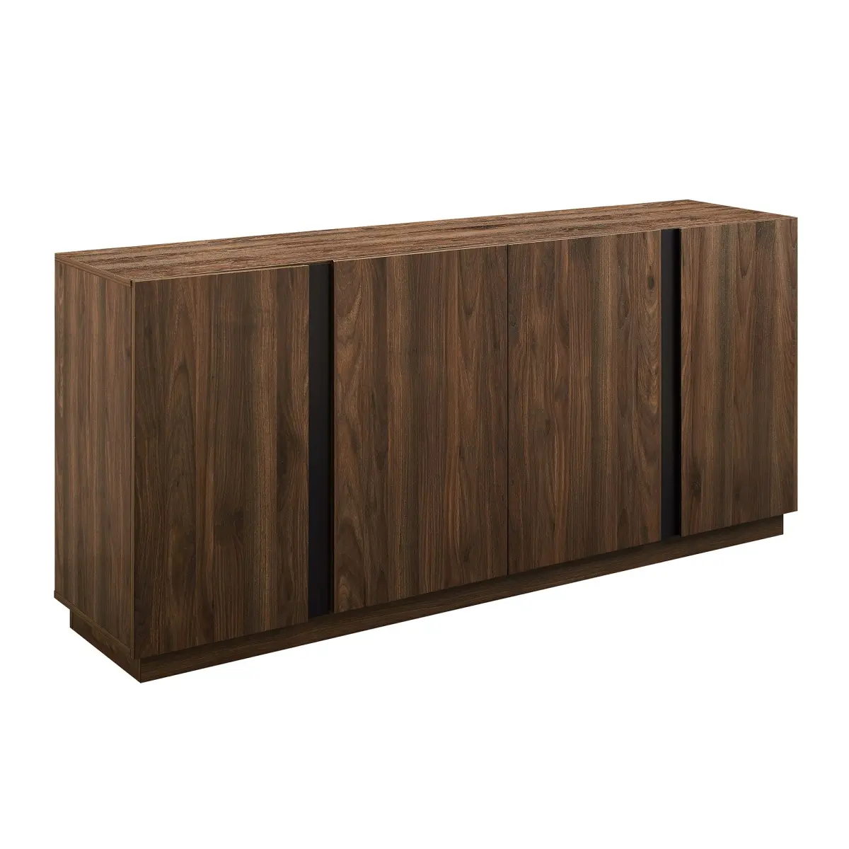 212 MAIN 4-Door Minimalist MDF Wood Sideboard - Wood Storage Cabinet, Narrow Storage Cabinet, Indoor Soft-Close Doors, 15.75x31x31 in Dark Walnut, for Minimalist Home Decor