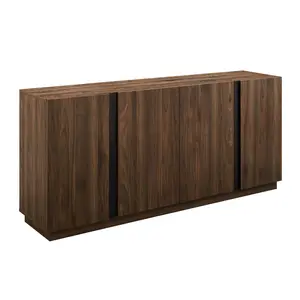 Walker Edison Furniture BU70KCSBDW 15.75 x 31 x 31 in. Minimalist Four Doors Sideboard, Dark Walnut
