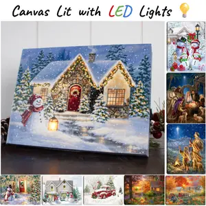 Lighted Tabletop Canvas Holiday Home Decor 8x6 LED Lights
