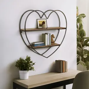 Sagebrook Home Two-tier Heart Shaped Metal Wall Shelf Decor Shelves