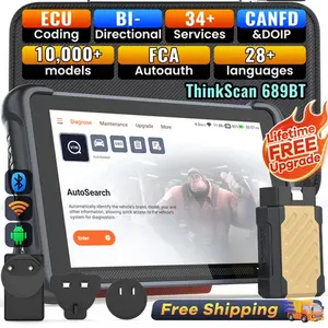THINKCAR THINKSCAN 689BT Lifetime Free Update，All System Diagnostic with Bluetooth Dongle，Bi-Directional OBD2 Scanner with ECU Coding, 34+ Maintenance Functions, FCA Autoauth, Support CAN-FD & DOIP protocol，Bidirectional Scan Tool