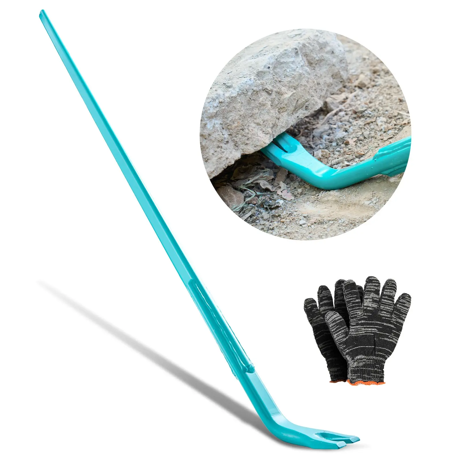 【Father's Day Gift】VEVOR CL-WCC56 Long Lever Crowbar, 2000 lbs Cap., 52.5 in Carbon Steel Handle, 56 in Length, 55.12x1.38x1.18 in Size, 9.39 lbs Weight, Nail Eye, Easy Nail Pulling, Built to Last for Concrete Demolition & Construction