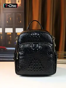 Women's Fashionable Crocodile Embossed Backpack, Casual Large Capacity Backpack, Trendy Versatile Backpack for Travel & Business & Daily Use