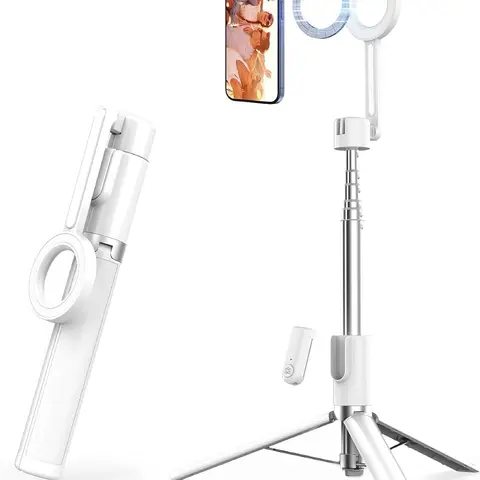 65" Adjustable MagSafe Magnetic Selfie Stick Tripod with Bluetooth Remote, Lightweight Alloy-Aluminium Grip Stand, Smartphone Accessory for iPhone, Android & Metal Ring Devices (19" to 65" Extendable, TikTok Vlog Recording)