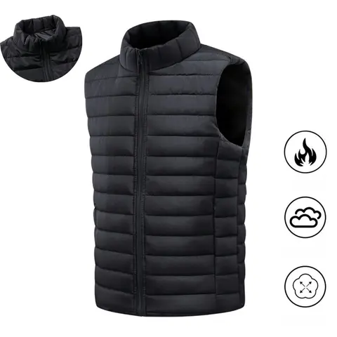 Men's Stylish Plain Sleeveless Vest Waistcoat Gilet - Collared Neck Fitted Jacket, Warm Casual Layering Menswear Top