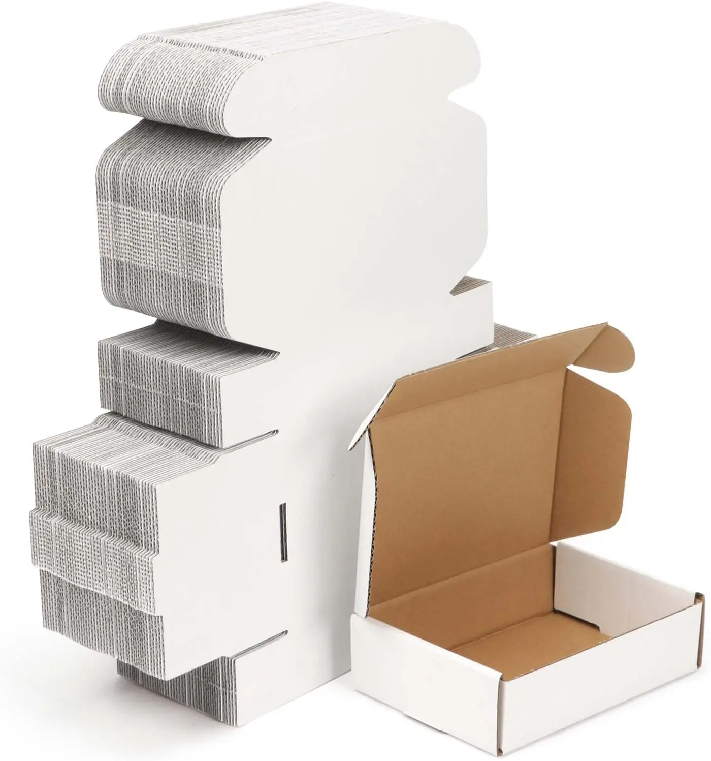 100 Pcs Shipping Boxes 6x4x1.5, White Corrugated Cardboard Box for Shipping Small Business, Gift Packing, Mailing