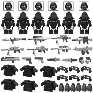 6-Piece Modern Military Weapon Set, Swat Explosive Suit Moc Accessories, Special Forces Gear Building Blocks Toy, Halloween & Christmas Gift
