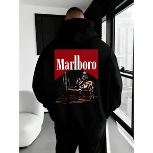Cowboy Desert Marlboro Hoodie, Western Style Graphic With Horse And Cactus, Unisex Rodeo Tee For Men And Women, Wild West Style Pullover, Unisex Long Sleeve Pullover Shirt