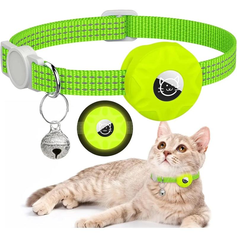 Collar (Tracker) - Apple AirTag Cat Collar,Air Tag Pet Collar with airtag Holder and Bell Reflective GPS Kitten Collar for Girl Boy Cats gatos pet accessory night safety cat collar dog chain