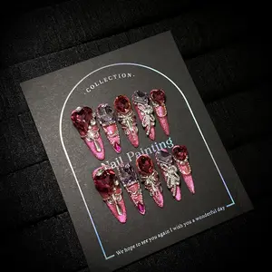 Handmade Wearable Nail Patch Premium Red Cat's Eye Nail Art Whitening Heavy Industry Luxury Fake Nail Patch