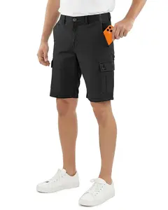 NY Threads Relaxed Fit Men's Cargo Shorts for Outdoor Work and Hiking with Multiple Pockets, Cotton, Black, Size 42