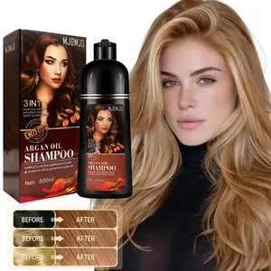 Blonde Brown Hair Dye Shampoo 3in 1 with Argan Oil, Instant Gray Hair Coverage in Minutes, Long-lasting Hair Color Shampoo Para Canas Mujer, Easy & Quick to Use for Men Women 500ml