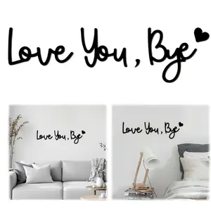 【Father's Day Gifts ideas 】Wooden Wall Art Love You Bye Letter Pattern Wall Hanging Decor Inspirational for Home Prayer Room Farmhouse Ornaments Art Decoration Hangable Home Decore Rustic Design whimsical