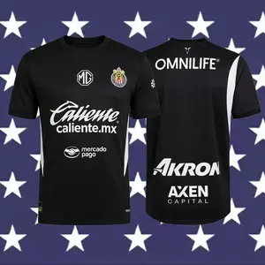 24 25 Mexico LIGA MX Chivas de Guadalajara Goalkeeper Away Short Sleeve Soccer Jersey Black, Summer Sports Outfits, Gift For Him