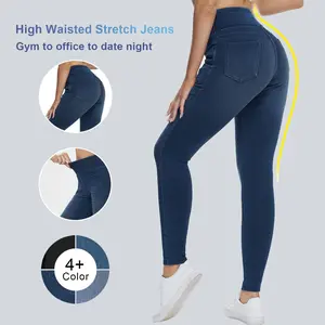 THE GYM PEOPLE Women's High-Waisted Stretchy Jeggings, Tummy Control Skinny Pants with Pockets