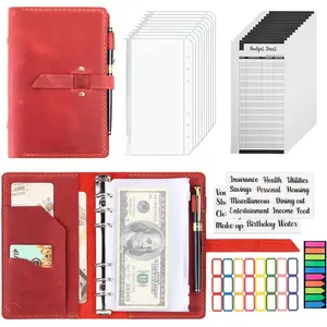 Leather Binder Budget with  Envelopes,  Leather A6 Binder for  Saving Planner,  Envelopes for Budgeting,  Organizer for  -