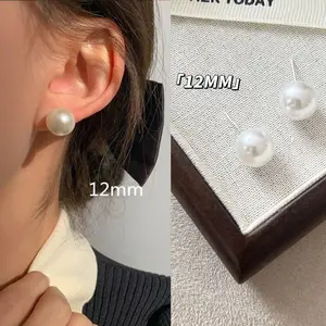 Cherry Pearl Stud Earrings High-End Versatile Gift For Her Moissanite Silver earring women