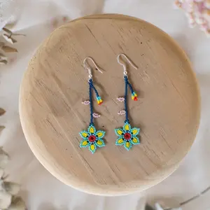 Neptune - Native Beaded Earrings Inspired by the Universe - Handmade by Huichol Artisans - Mother Sierra