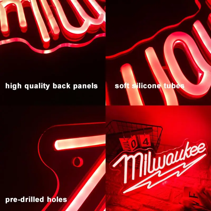 Milwaukee Tools LED Neon Sign, Wall Decor Art Atmosphere Light