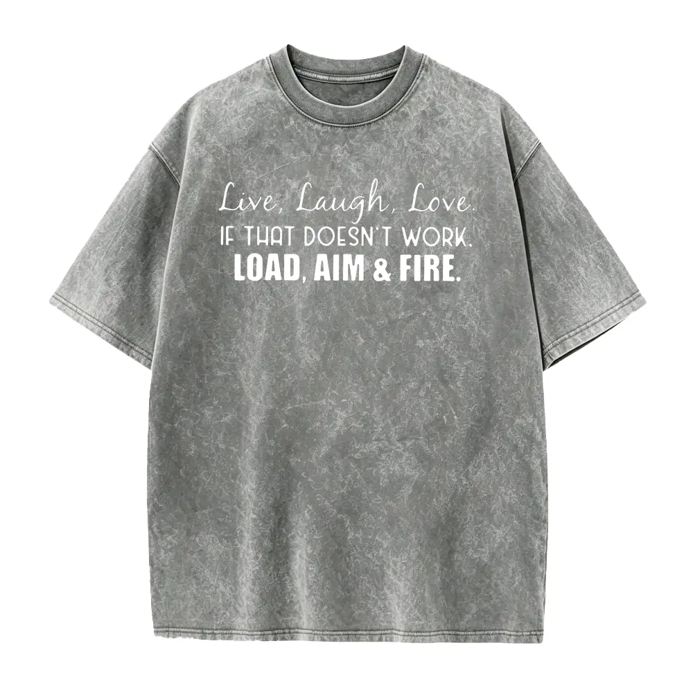 Live Laugh Love or Shoot- Bold Men'S Fun Slogan Graphic T-Shirt| Casual wear, fashionable trendy design, great gift choice