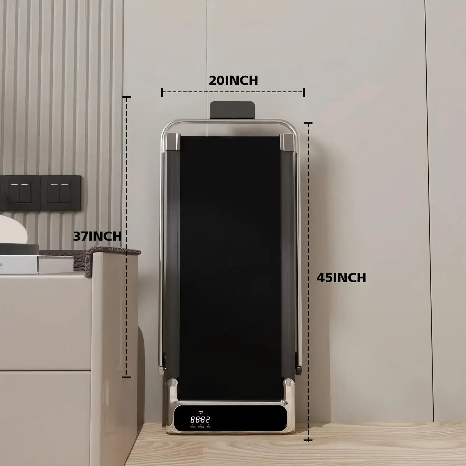 Incline Walking Treadmill (DCC+) with Handrails — Silver