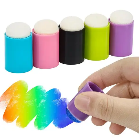 Paint Smudge Sponge (5 Counts), Painting Smudge Sponge Tool, Round Head Paint Smudge Sponge, Painting Tool for Home School Students, Art Drawing, Color Blending, Art Supplies