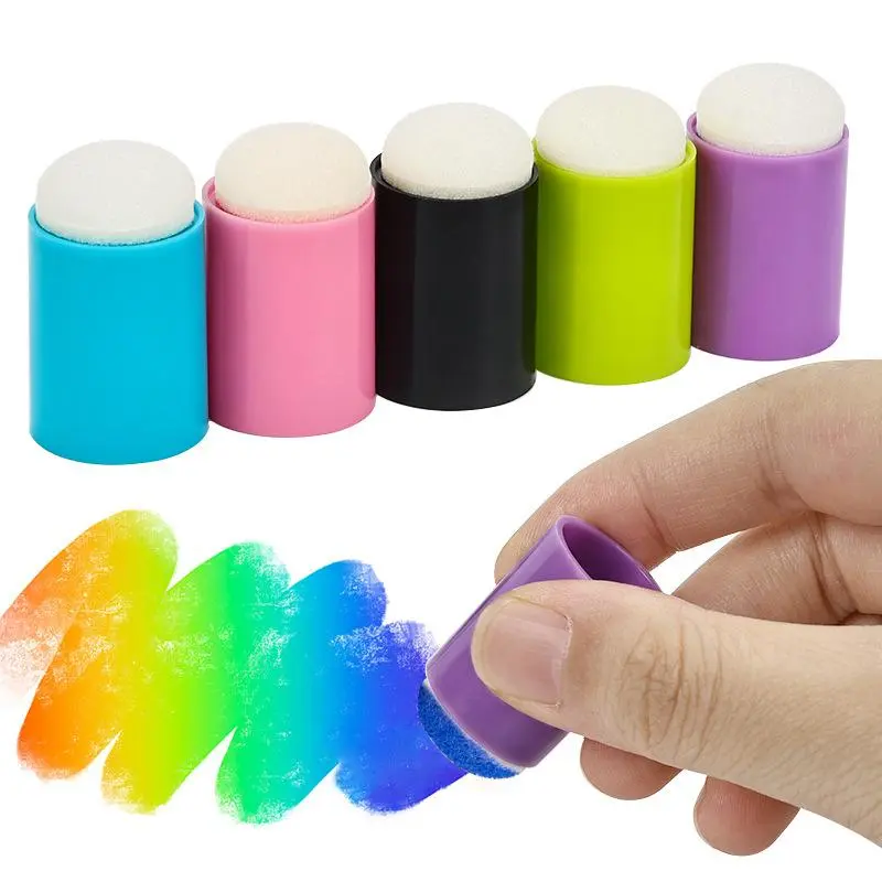 Paint Smudge Sponge (5 Counts), Painting Smudge Sponge Tool, Round Head Plastic Paint Smudge Sponge, Painting Tool for Home School Students, Art Drawing, Color Blending