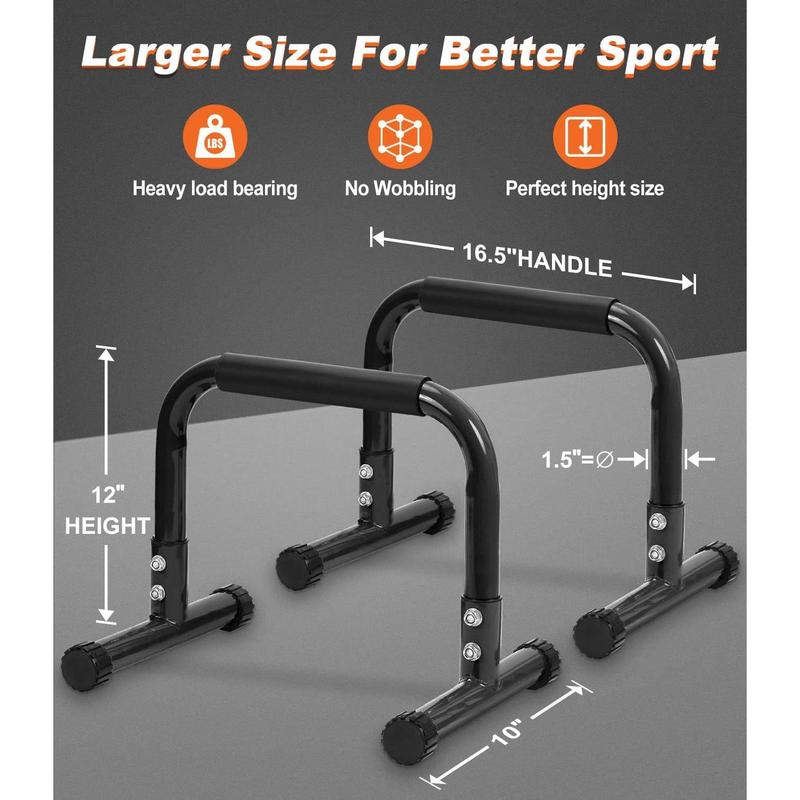 Push Up Bar, 12 Inch High Non-Slip Parallettes Bars & Dip Bars With Foam Handles, Heavy-Duty No Wobbling Calisthenics Equipment For Handstand, L-Sit, Gymnastics, Strength Training Home Gym Use