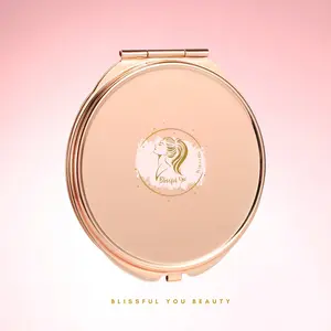 Blissful You Compact Mirror Double Sided with 2X and 1X Magnification Rose Gold