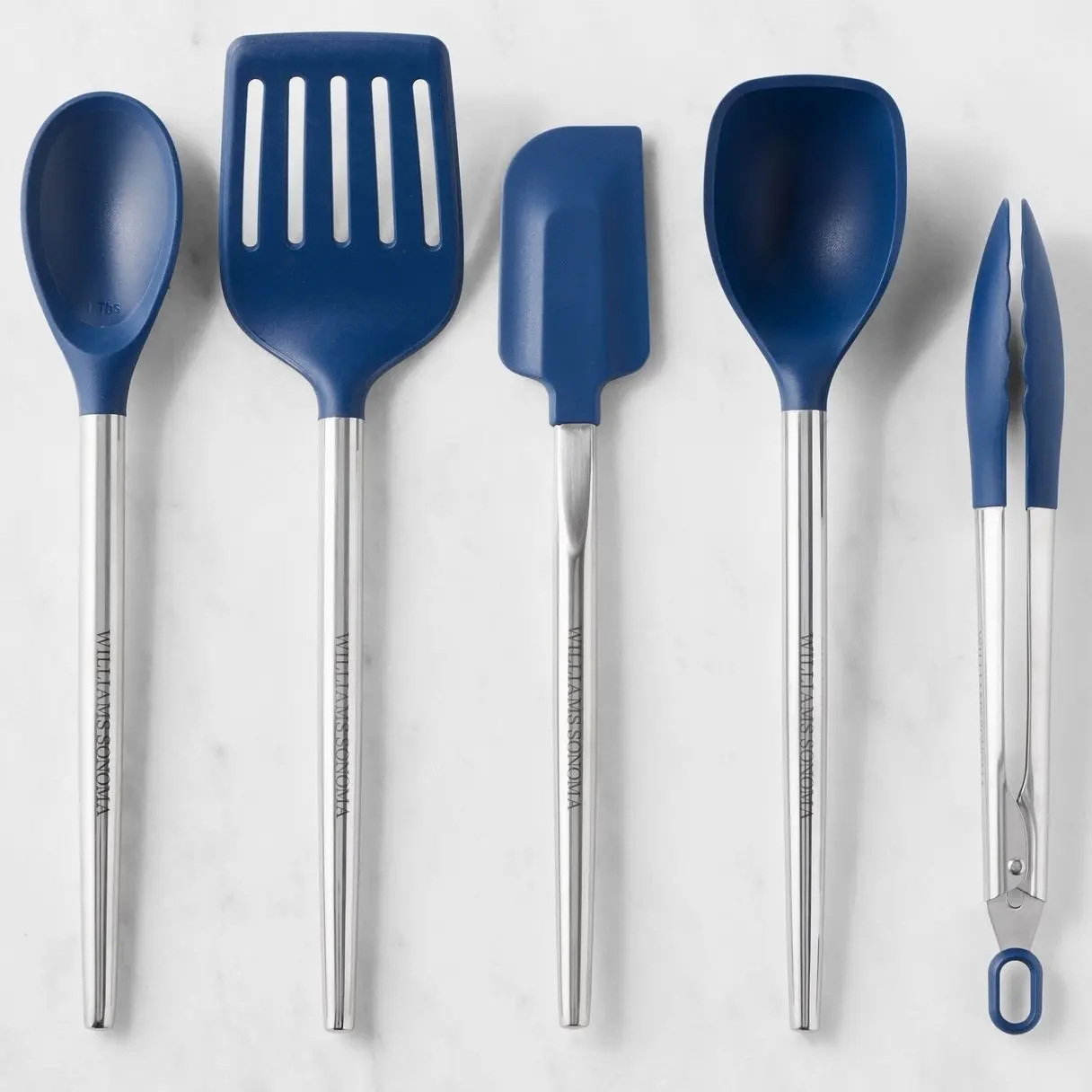 Williams Sonoma Stainless-Steel Silicone Utensils, Set of 5 Navy