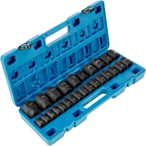 Father's Day Gift VEVOR Impact Socket Set 1/2 Inches 26 Piece Impact Sockets, Shallow Socket, 6-Point Sockets, Rugged Construction, CR-M0, 1/2 Inches Drive Socket Set Impact Metric 10mm - 36mm, with a Storage Cage
