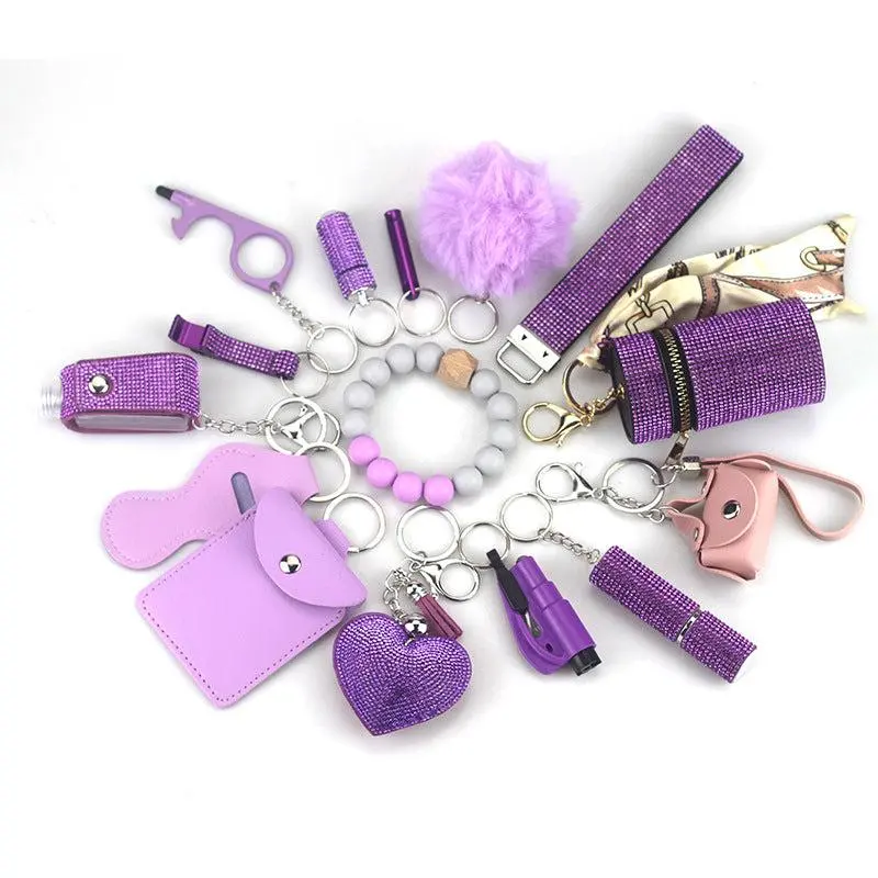Aesthetic Cute Safety Keychain Set 15 pc