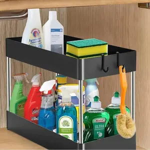 2 Tier Under Sink Storage Organizer Multipurpose Rack Bathroom Counter Organizer Kitchen Organizer Storage Multipurpose Holder Rack for Kitchen