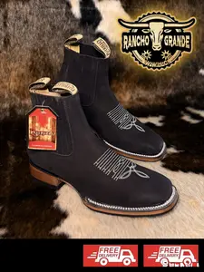 Botines para Caballero Piel Nobuck / Chelsea Boots Ankle Black Nobuck Leather