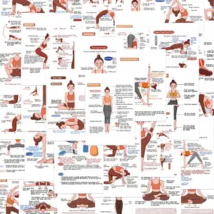 32-Piece Yoga Pose Instruction Cards Set, Basic Yoga Practice Cards, Stretching Teaching Tools, Ideal for Beginners & Advanced Users