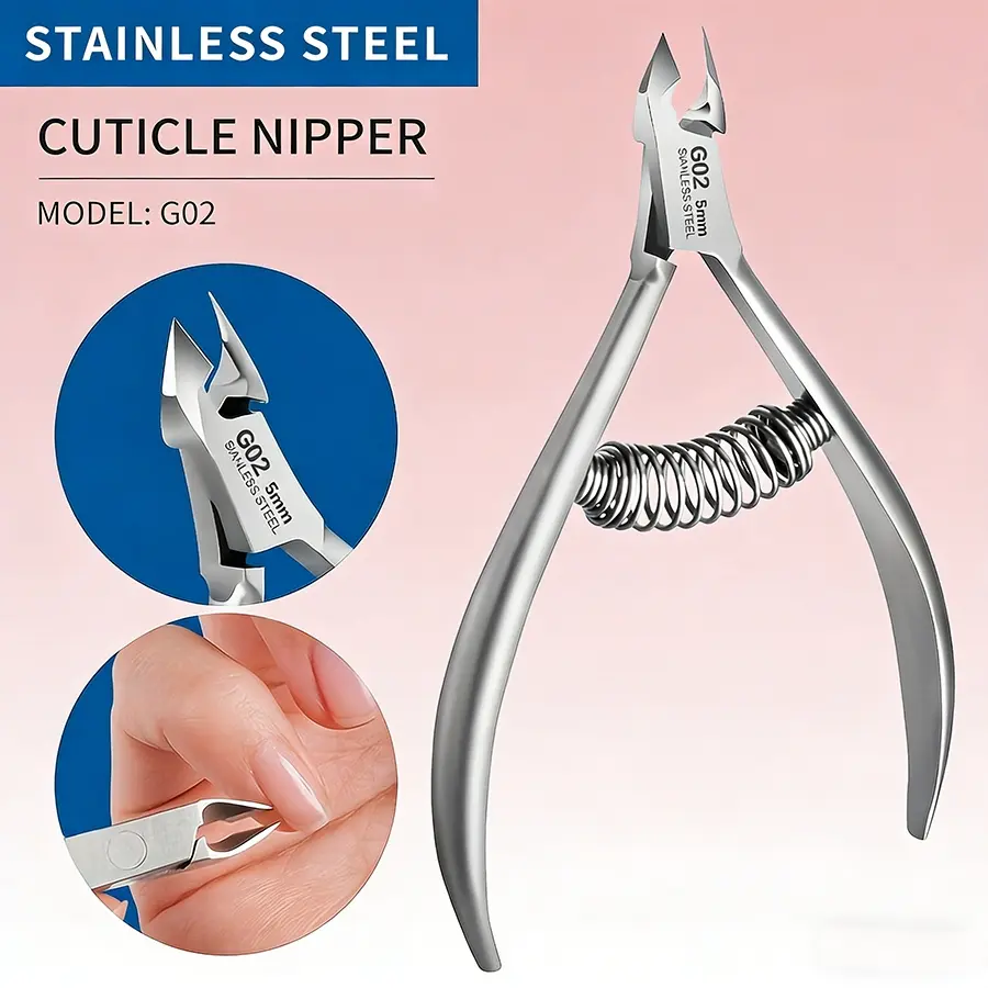 1Pc Silver Stainless Steel Cuticle Nipper, Ukrainian Style Dead Skin Removal Tool for Hands and Feet Manicure