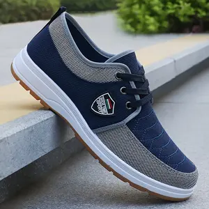 Men's Solid Lace-Up Casual Sneakers - Lightweight Breathable Fabric Upper & PU Sole, Low-Top Round Toe for All-Season Training, Hiking, Outdoor & Daily Wear - Navy Blue, Daily Wear Footwear | Sporty Casual Shoes | Comfort Insole