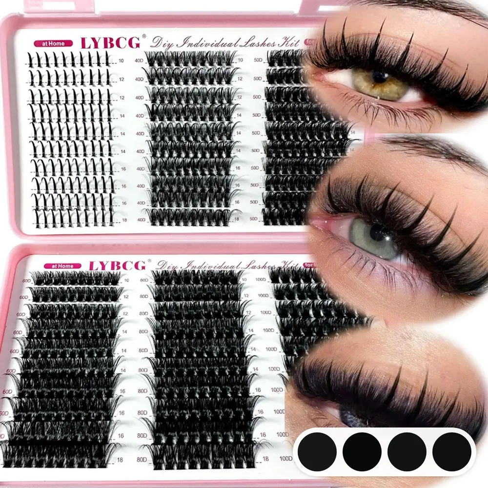 Spikes Lash Individuals Volume Eyelash Clusters D-Curly Lash Clusters Kit 10-20MM DIY Eyelash Extensions,6 Styles Lash Clusters