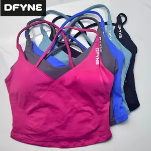 DFYNE New Backless Cross-Strap Tank Top, High-Elastic Nylon Seamless Yoga Fitness Wear, Beautiful Back Sports Top for Women
