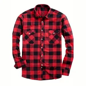 Men's Fashion Casual Long Sleeve Flannel Plaid Shirt Four Seasons Shirt