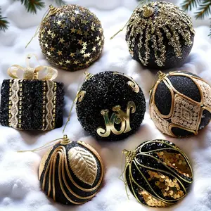 6-piece Set of Black and Gold Christmas Ornaments, Suitable for Hanging on Trees, Can Be Used as Decorative Props, Holiday Decorations, Seasonal Home Decorations, Durable Decorations, Christmas Tree Ornaments, Christmas Decorations