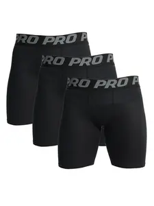 Men's Sporty Tight-Fitting Shorts Pack of 3, Polyester Boxing Underwear, Running Basketball Gym Bottoms, Elastic Waist Summer Wear, Stretch Shorts, Gym Athletic Shorts