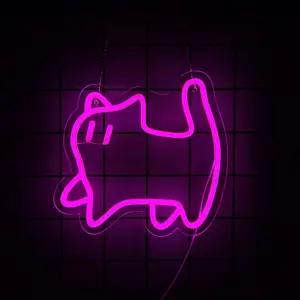 Cat Neon Sign Animal USB Operated Decorative LED Cute Kitten LED Neon Custom Neon Sign Cat Lovers Gift Cat holding Sign