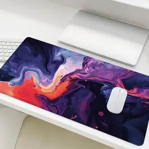 Colorful Swirls Fluid Abstract Art Mouse Pad, Rectangle Gaming Mouse Pad, Non-Slip Rubber Base Stitched Edge Desk Pad for Home Office