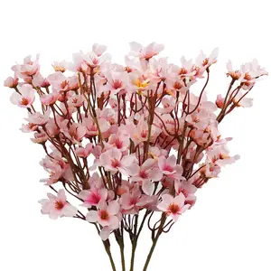 4Pcs Artificial Cherry Blossom Flower, Silk Peach Flowers Fake Plants Arrangement for DIY Garden Home Wedding Party Spring Decor, Decorative Flower, Artificial Flowers, Pink Flowers, Plastic Flowers, UV-resistant