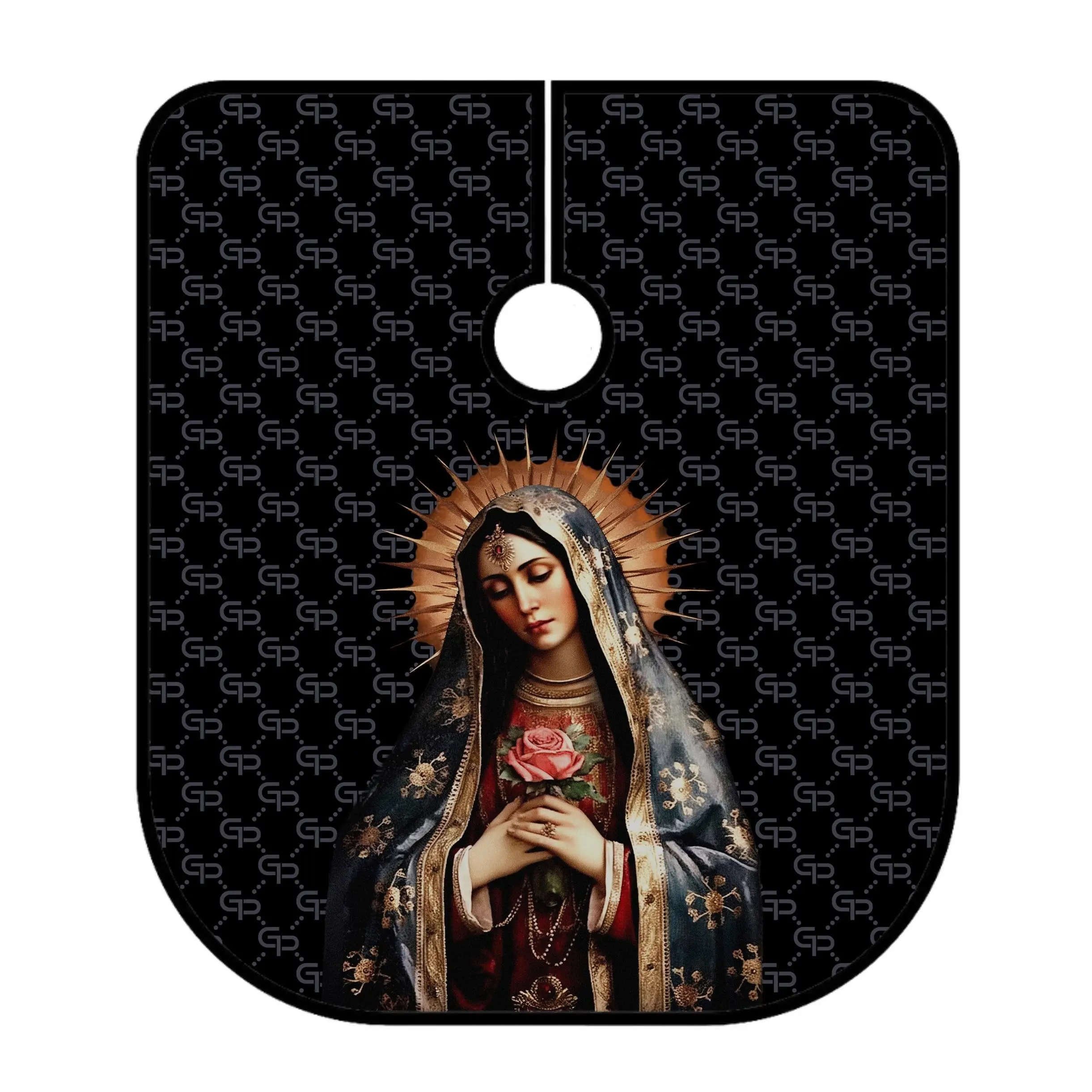 Virgin Mary Barber Cape V1 | Blessed Mother Hair Cutting Cape | Christian Barber Cape | Professional Salon Cape | Lightweight Hair Stylist Cape | Elastic or Snap Neck