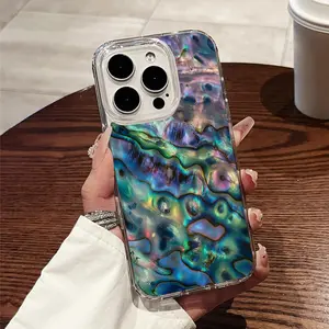 Dreamy iridescent seashell abstract art pattern, transparent TPU material, shockproof and anti-drop magnetic phone case, supports wireless charging, suitable for iPhone 17 / Air 16-11 Pro Plus Pro Max, Samsung S23/24/25, perfect as a gift.