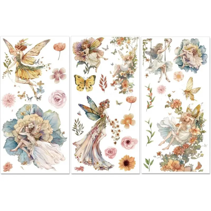 3 Sheets Fairy Flowers Rub on Transfers for Furniture Watercolor Flower Rub on Stickers for  Dressers Wardrobe Scrapbooking Crafts Decorative Old Furniture Renovation Transfer Sticker