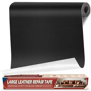 Leather Repair Tape Patch, 17" x 79" Self Adhesive Leather Patches for Furniture,Vinyl Repair Kit for Car Seat, Couch, Chairs, Boat Seat, Sofa Black