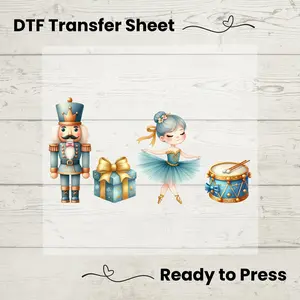 Blue Nutcracker Christmas DTF, Dtf Transfer Sheet, Ready to Press, Custom Dtf, DIY Heat Transfer, Ballet Lover Gift, Holiday Sweater